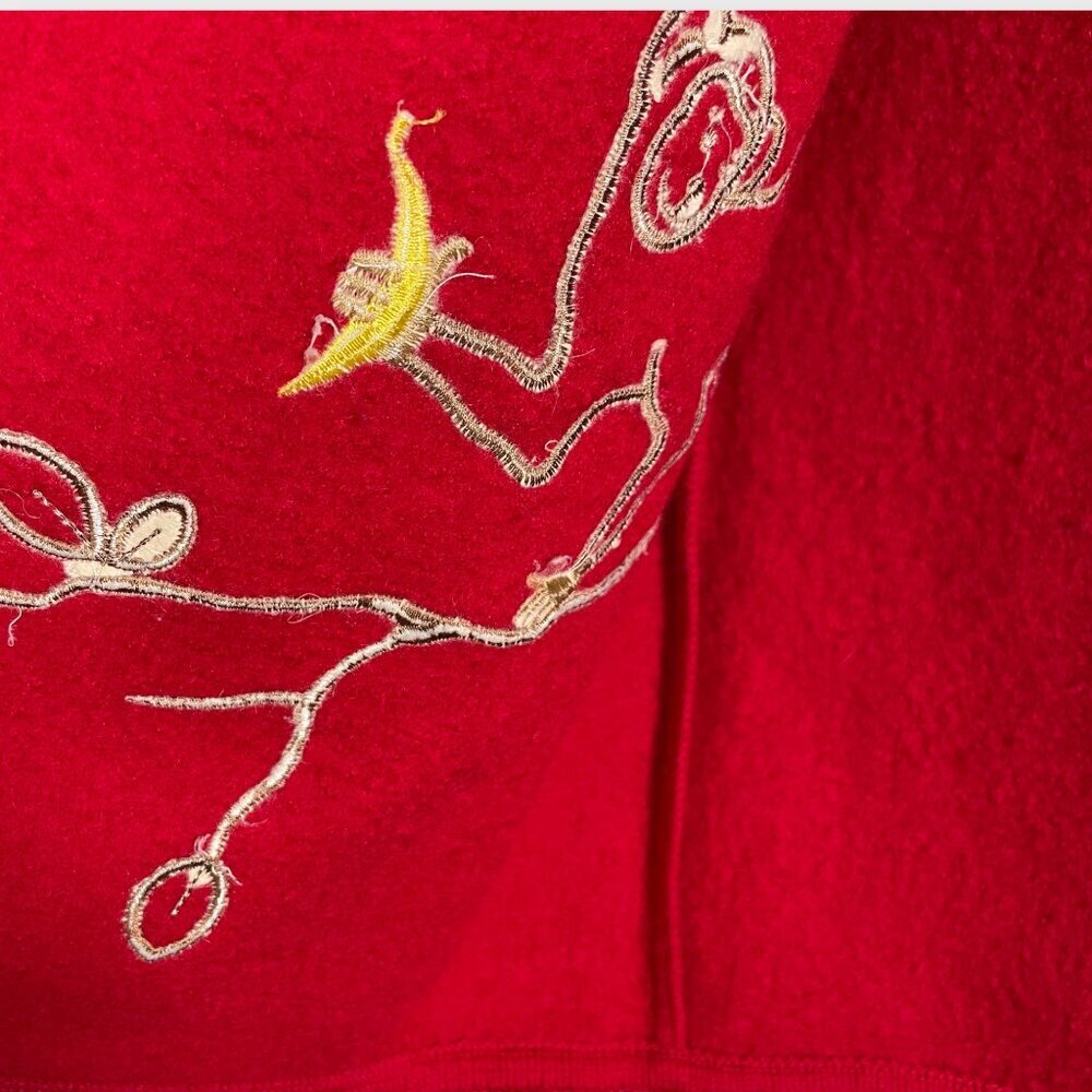Lisa International 100% Boiled Wool Vest 1X Red Monkey Theme EUC - Picture 10 of 11